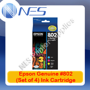 Epson Genuine #802 BK/C/M/Y (Set of 4) Ink Cartridge for WorkForce WF-4720/WF-4740/WF-4745 (C13T355692)